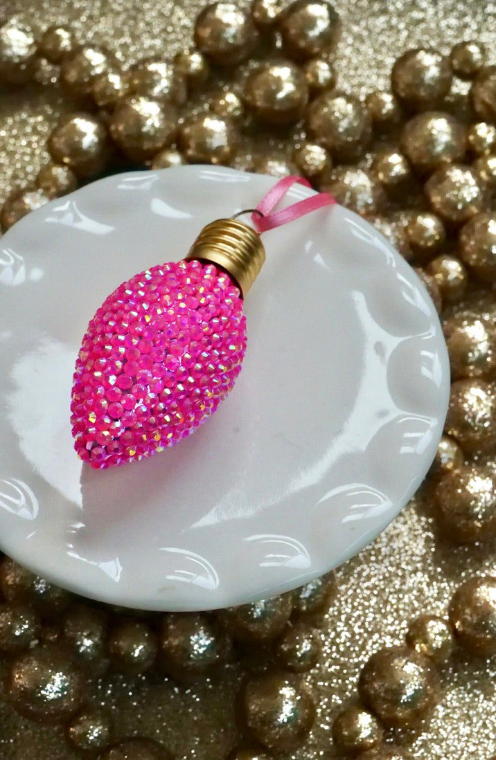 Rhinestone Christmas Bulb Ornament – Sparkly Holiday Decor