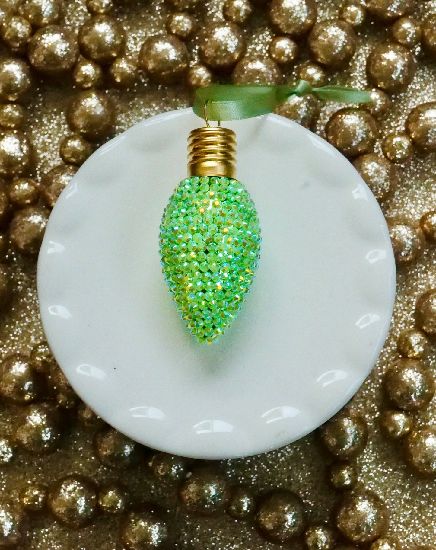 Rhinestone Christmas Bulb Ornament – Sparkly Holiday Decor