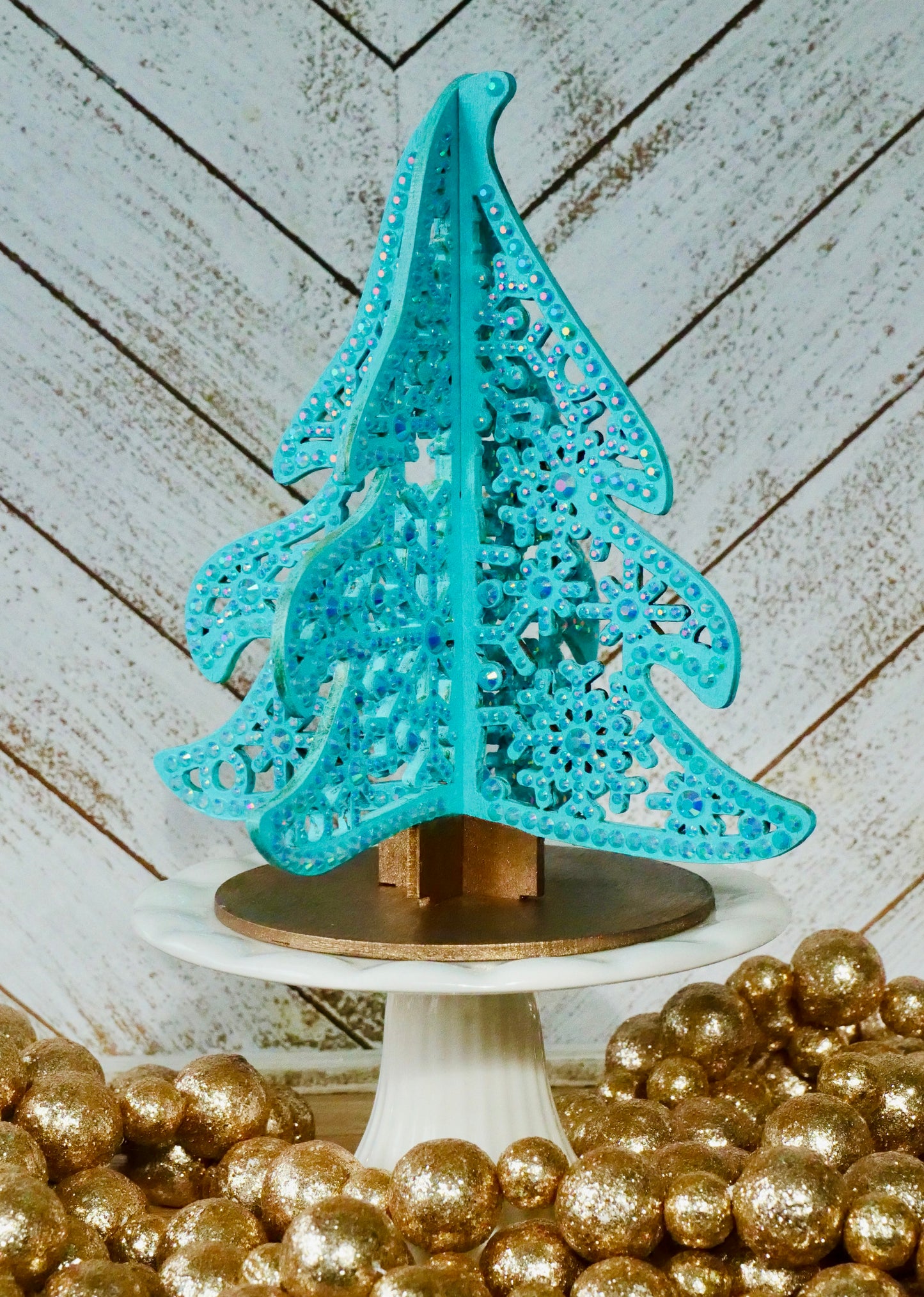Blue Rhinestone Tabletop Christmas Tree Decor