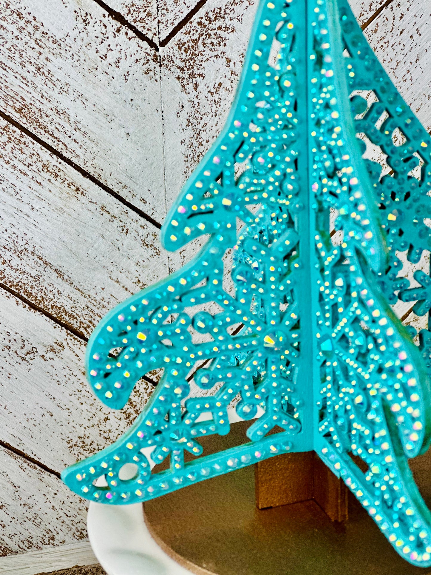 Blue Rhinestone Tabletop Christmas Tree Decor