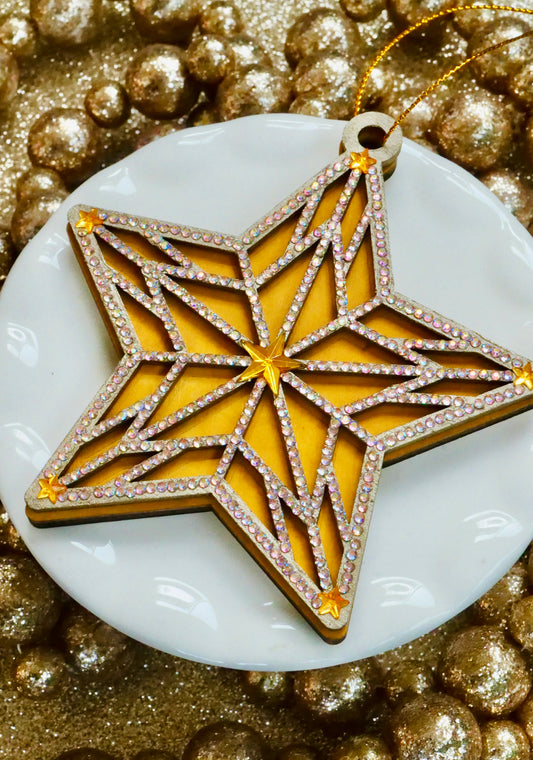 Rhinestone Star Ornament – Sparkly Christmas Tree Decor