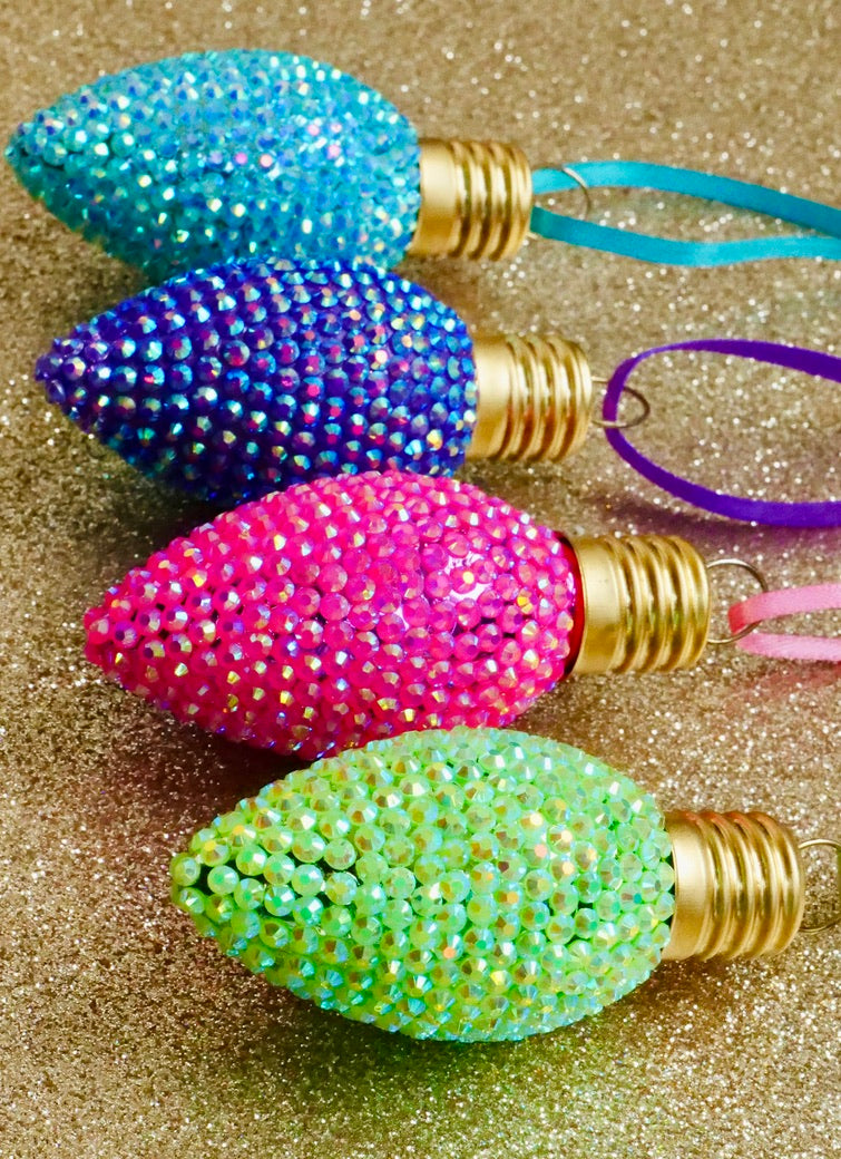 Rhinestone Christmas Bulb Ornament – Sparkly Holiday Decor