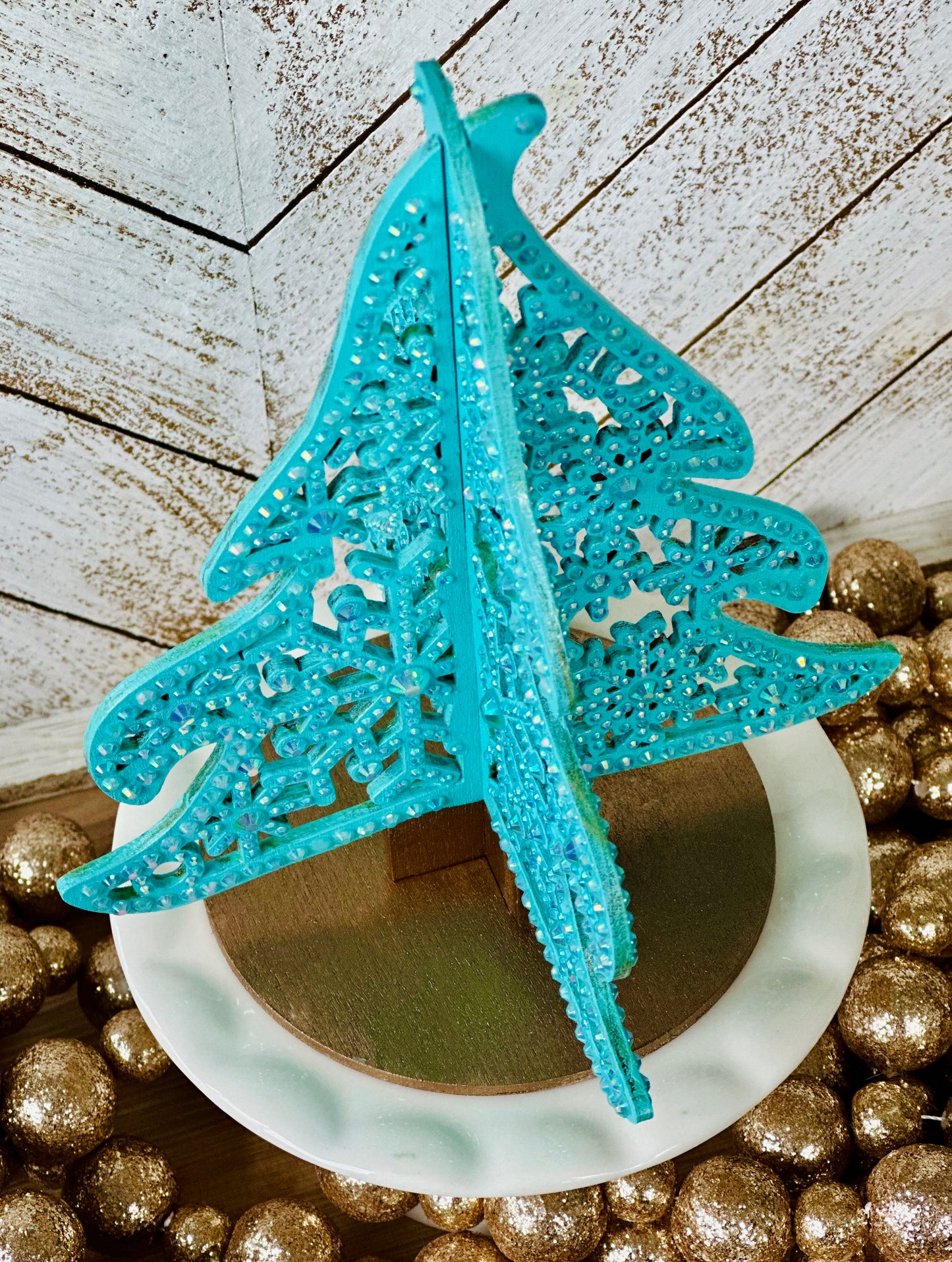 Blue Rhinestone Tabletop Christmas Tree Decor