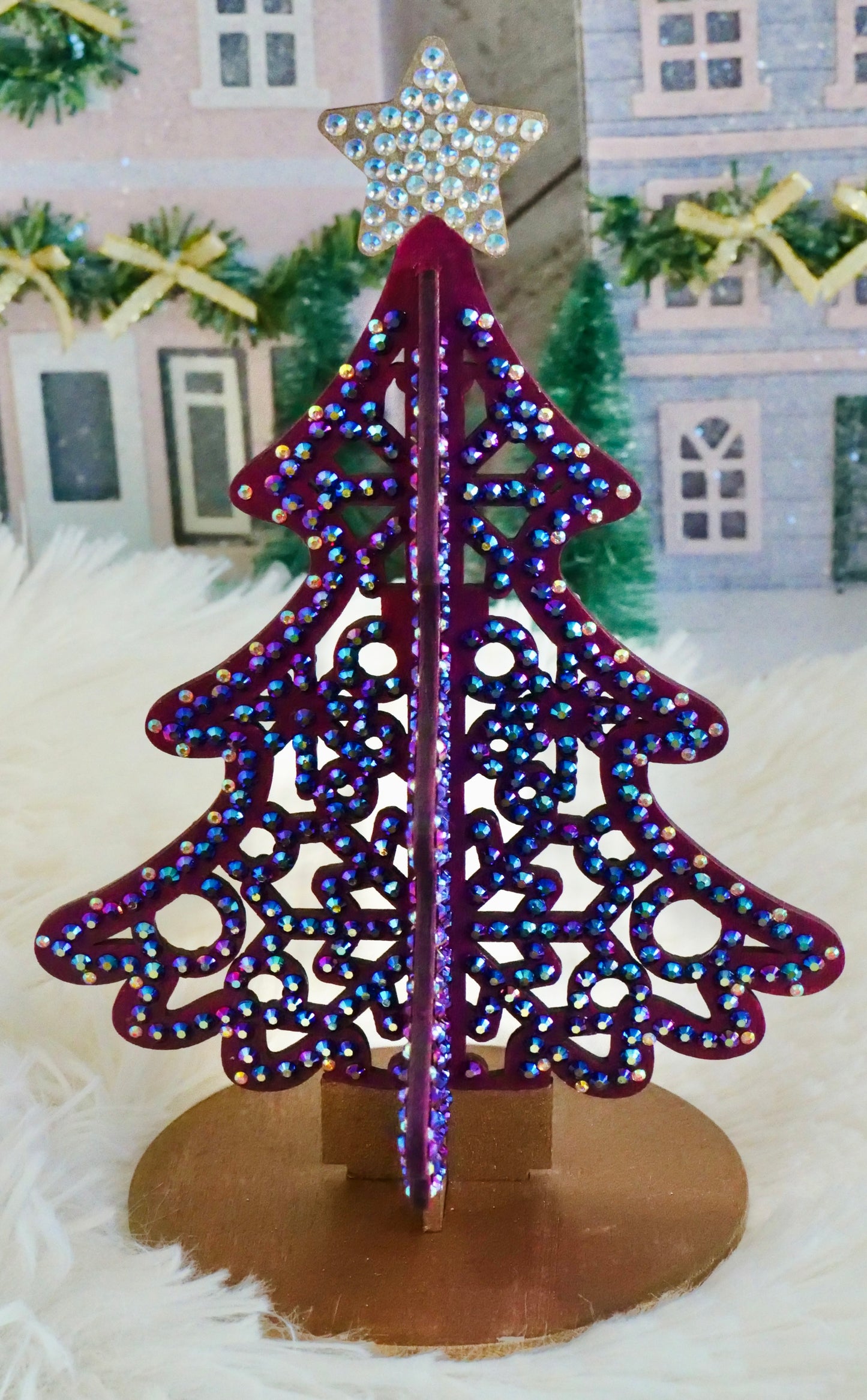 Purple Rhinestone Tabletop Christmas Tree Decor