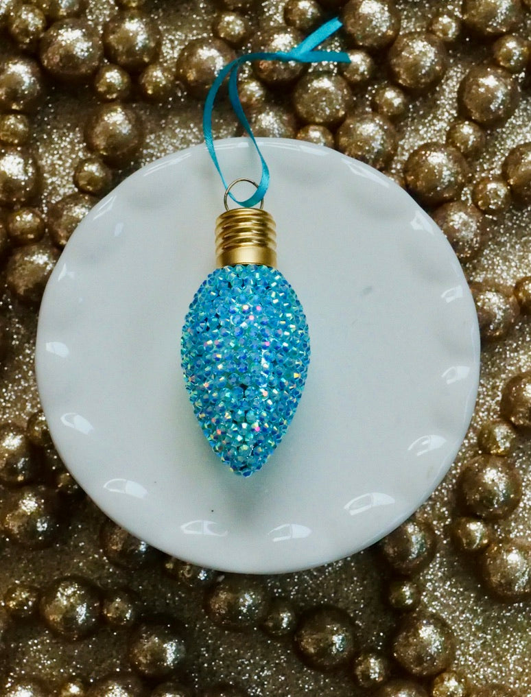 Rhinestone Christmas Bulb Ornament – Sparkly Holiday Decor