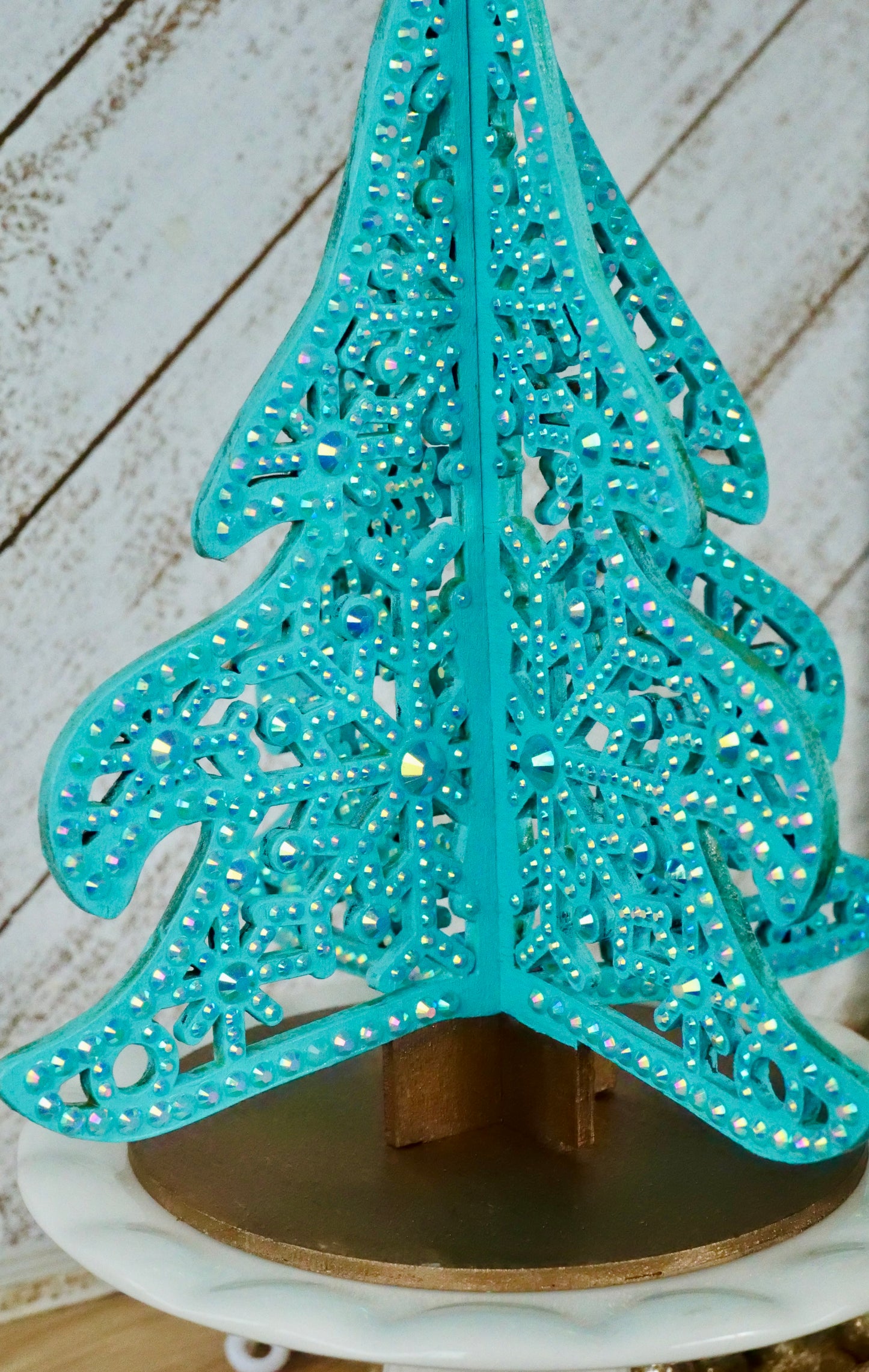 Blue Rhinestone Tabletop Christmas Tree Decor