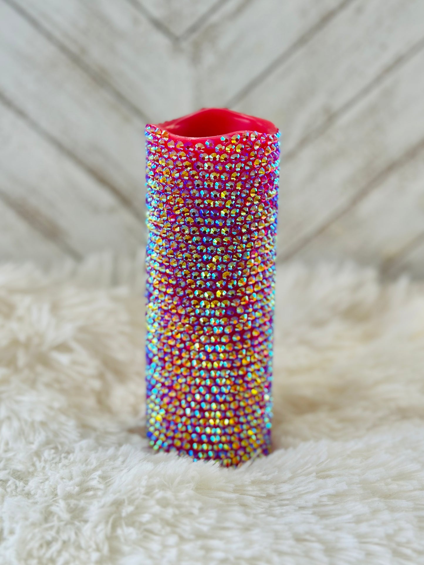 Red Rhinestoned Flameless LED Candle