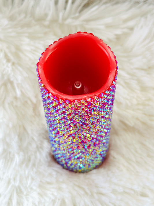 Red Rhinestoned Flameless LED Candle