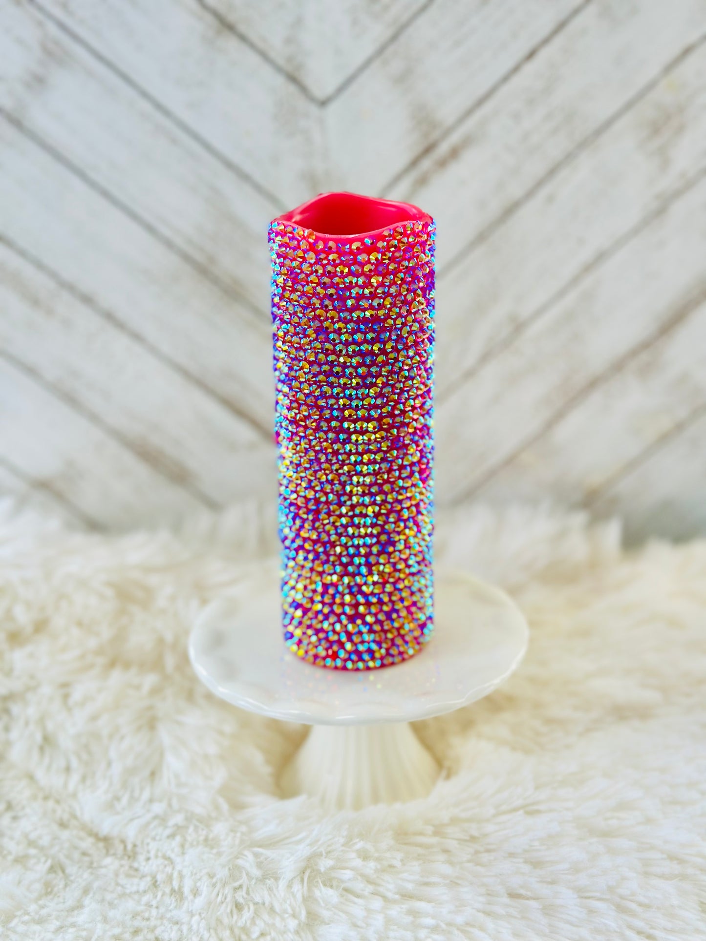Red Rhinestoned Flameless LED Candle