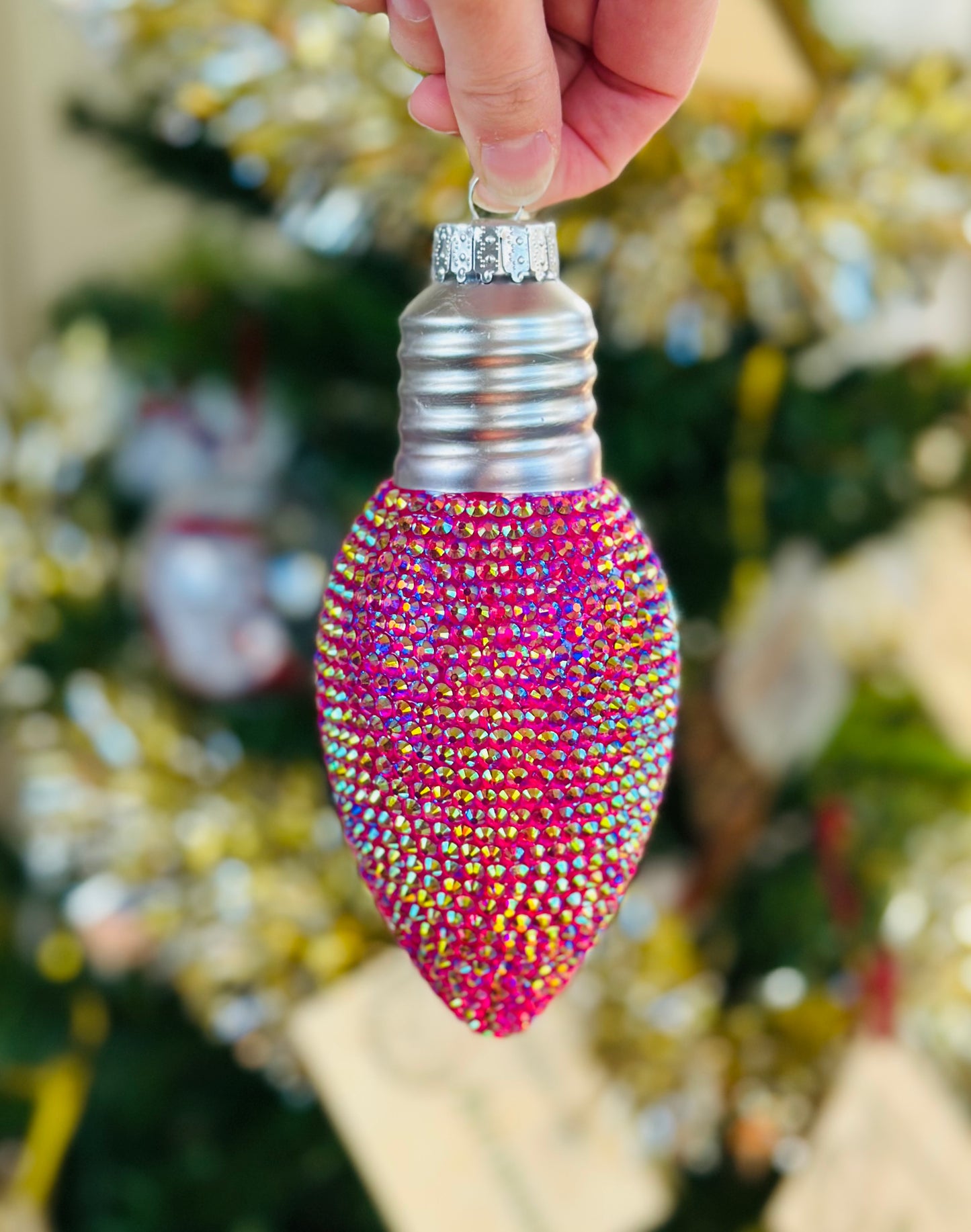 6" Rhinestone Christmas Bulb Ornament – Sparkly Holiday Decor