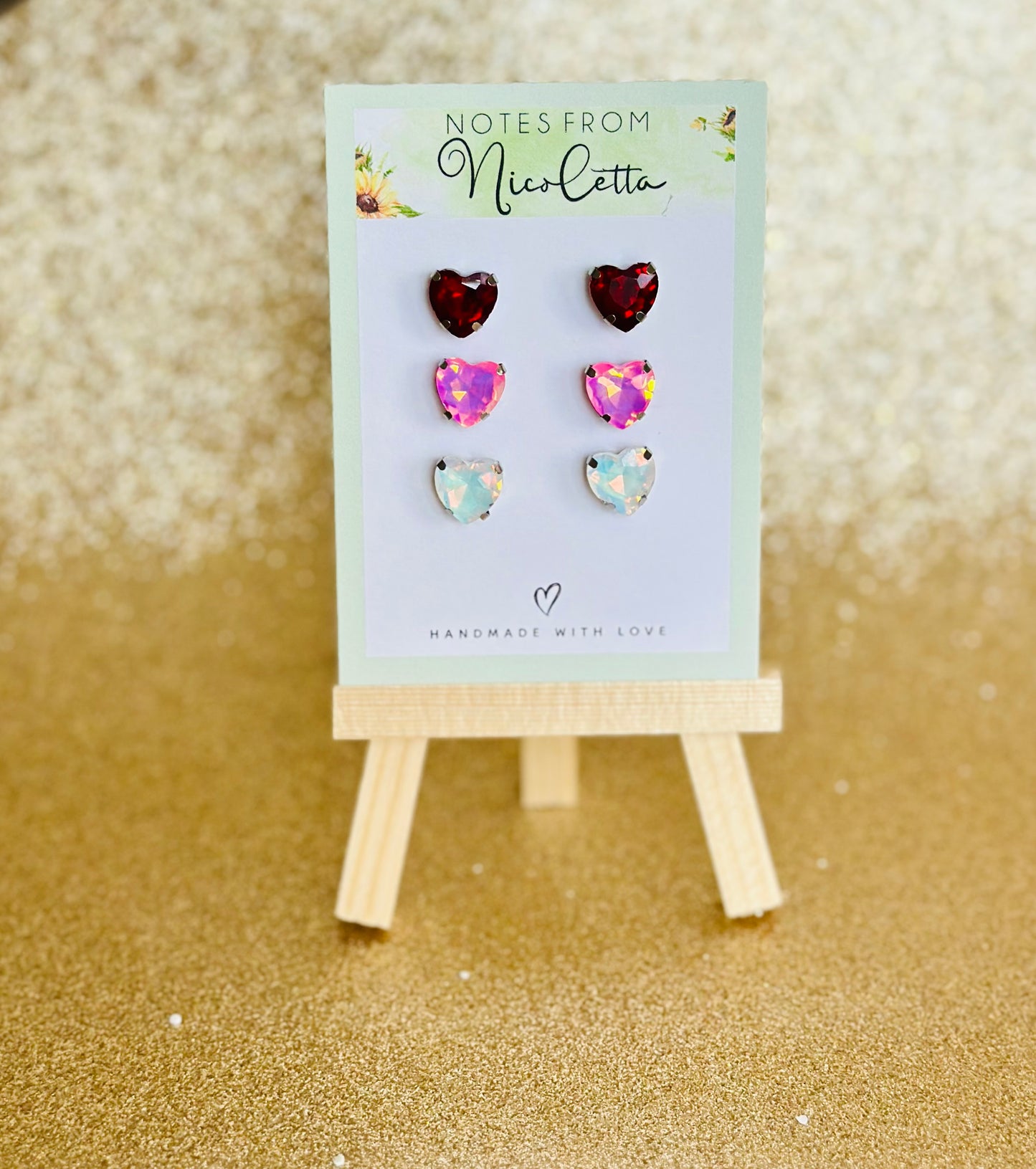 Rhinestone Heart Stud Earrings