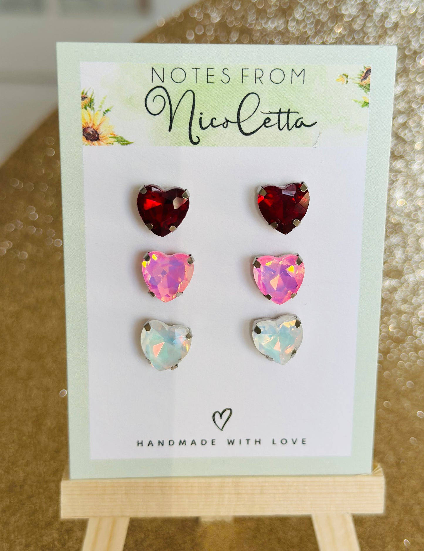 Rhinestone Heart Stud Earrings