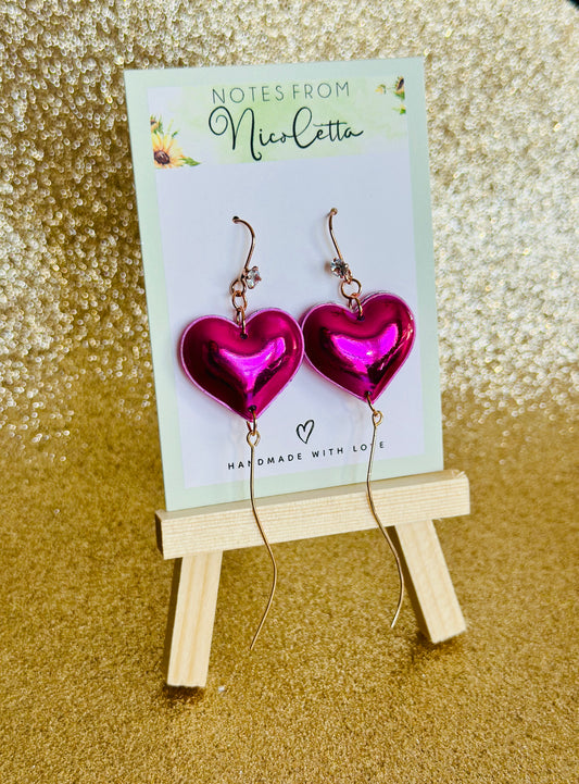 3D Balloon Heart Earrings