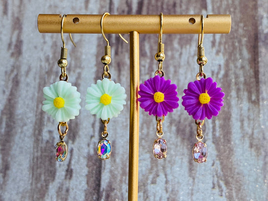 Golden Daisy Droplet Earrings