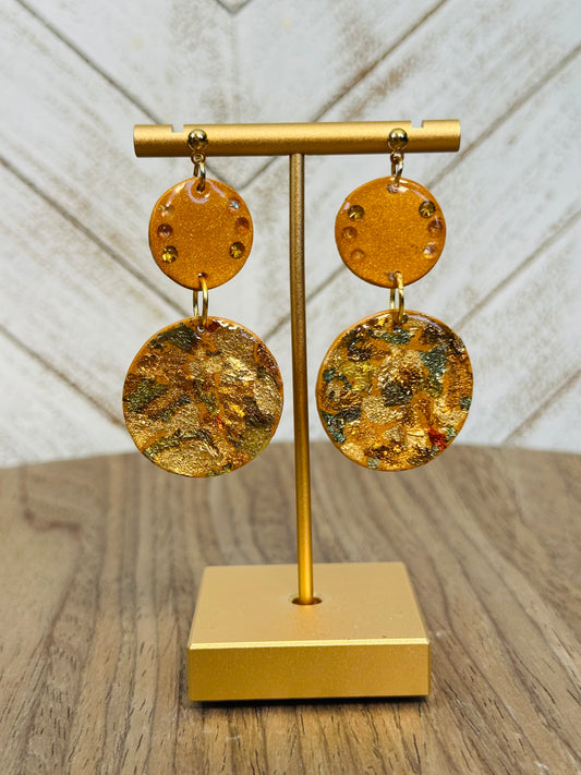 Round Gold Fleck Earrings