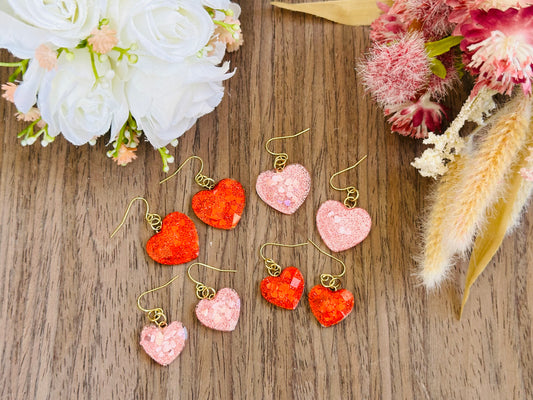 Glitter Heart Earrings