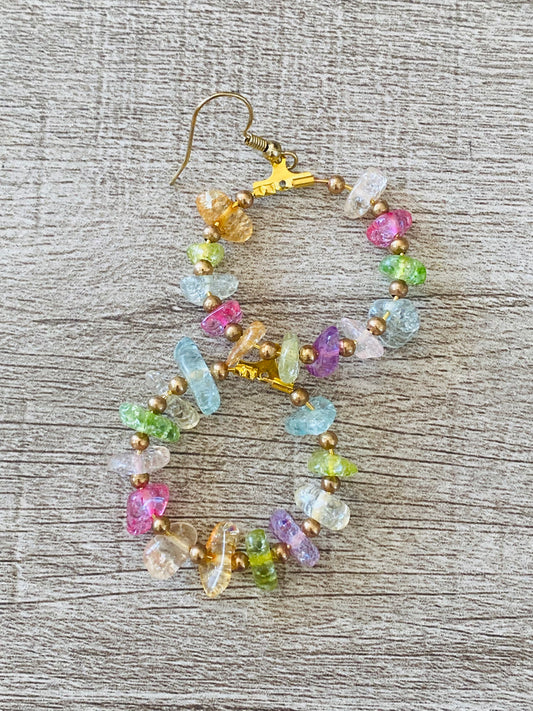 Rainbow Sea-glass Hoop Earrings