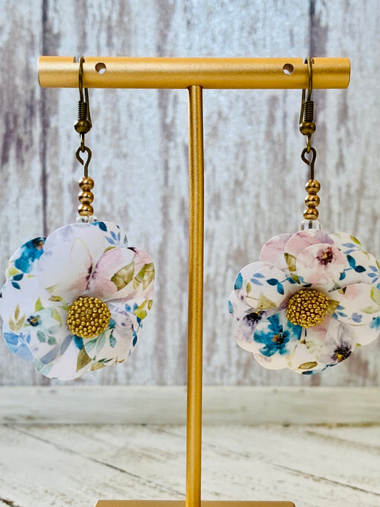 Multicolor Origami Flower Earrings