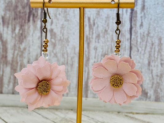 Pink Origami Flower Earrings