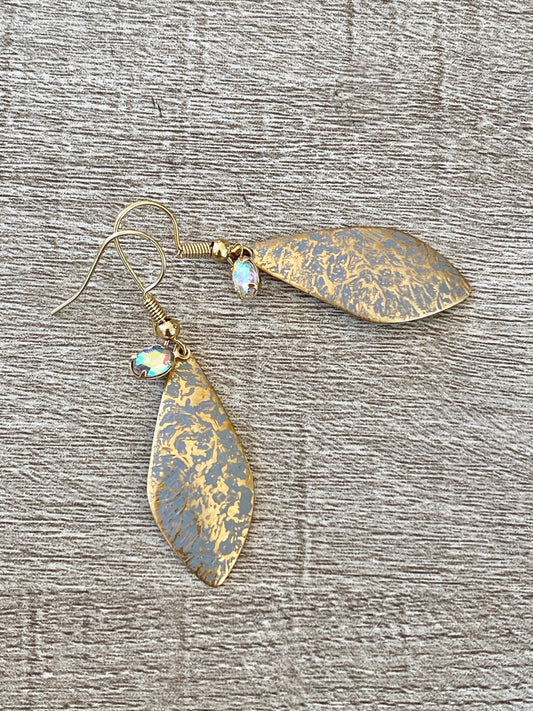 Teardrop Faded Gold Drop Earrings