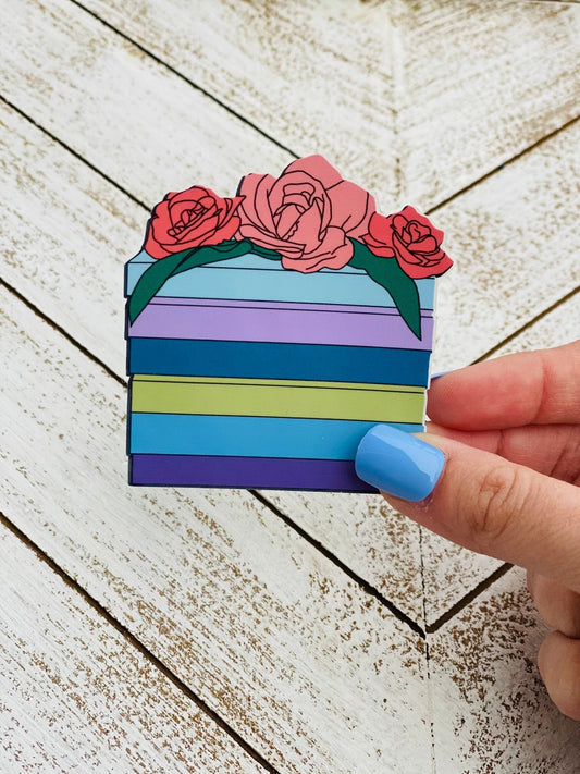 Floral Book Stack Sticker | Sticker