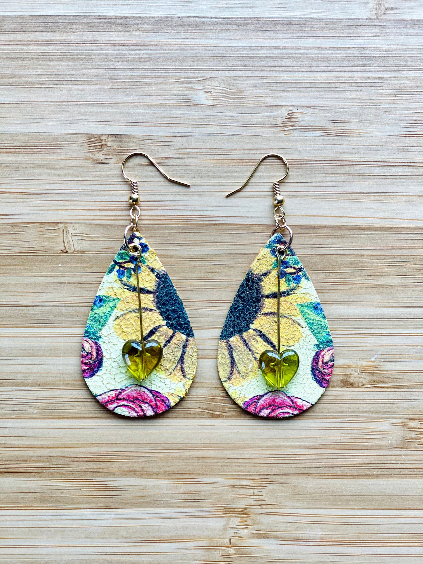 Faux Leather Sunflower Earrings