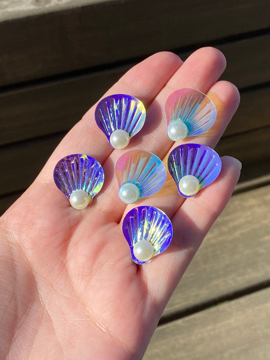 Holographic Seashell Stud Earrings